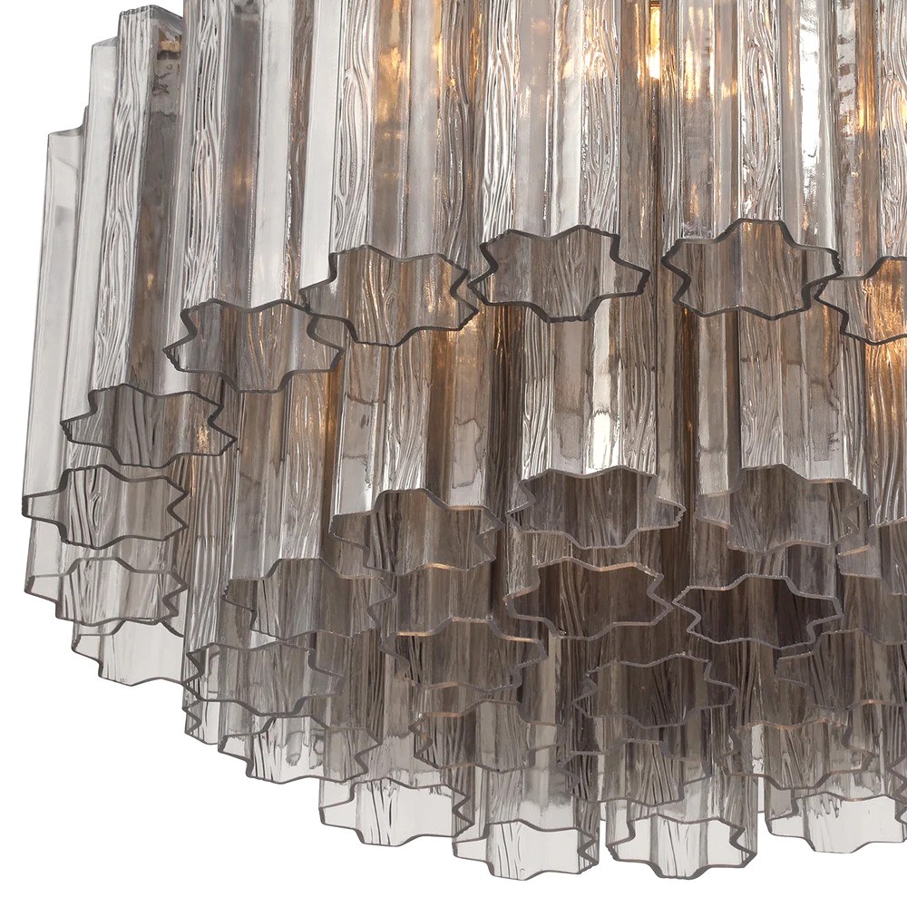 Corin Traditional Smoke Glass Aged Brass 7 Light Flush Mount|