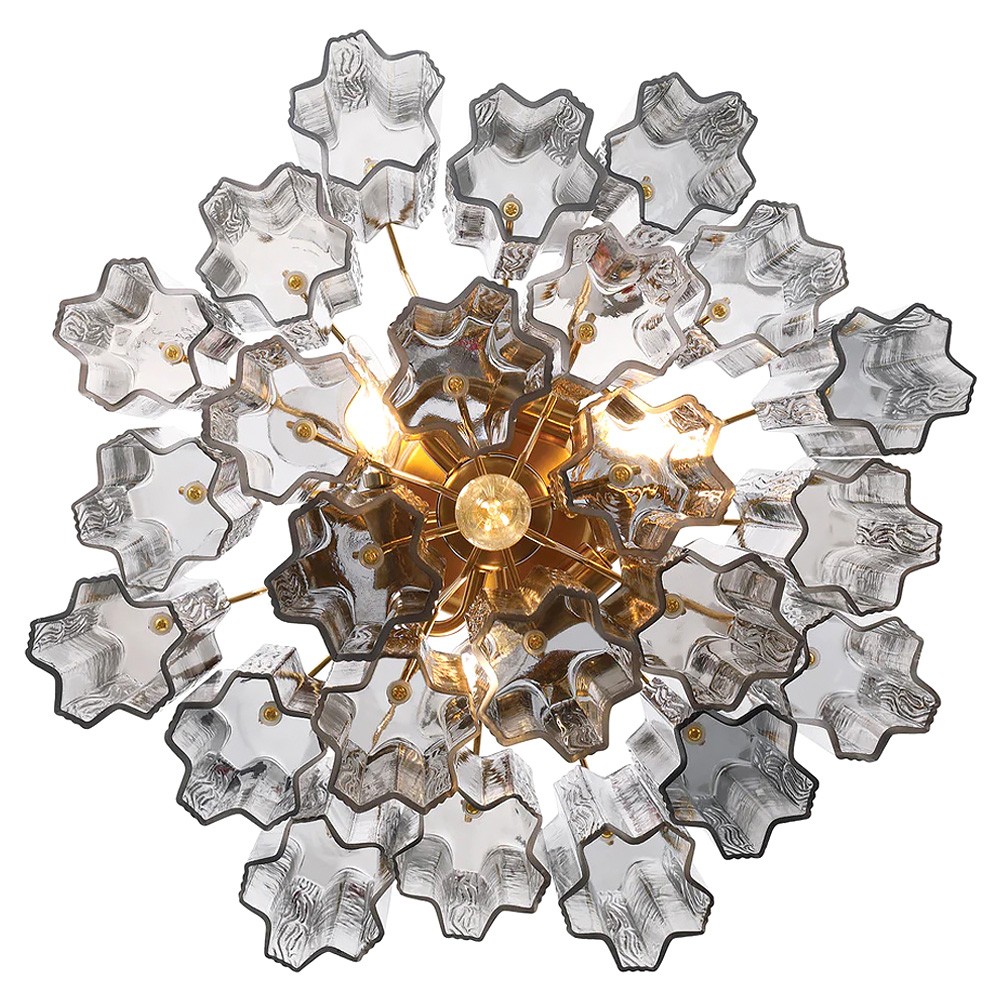 Corin Traditional Smoke Glass Aged Brass 4 Light Semi Flush Mount|