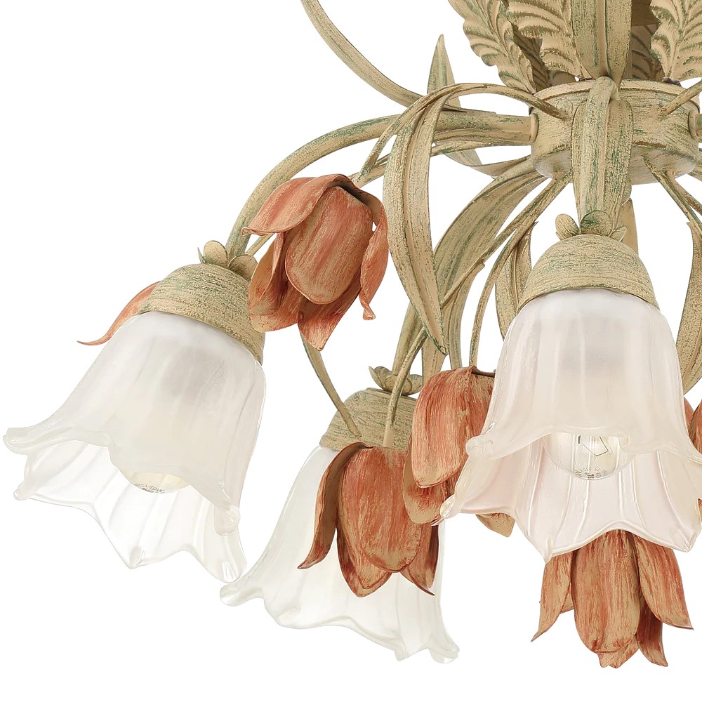 Maribel Updated Traditional Sage Rose Floral Semi Flush Mount|