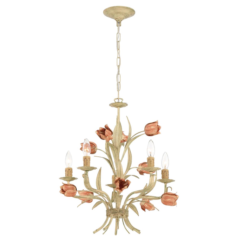 Maribel Updated Traditional Sage Rose Floral Chandelier|