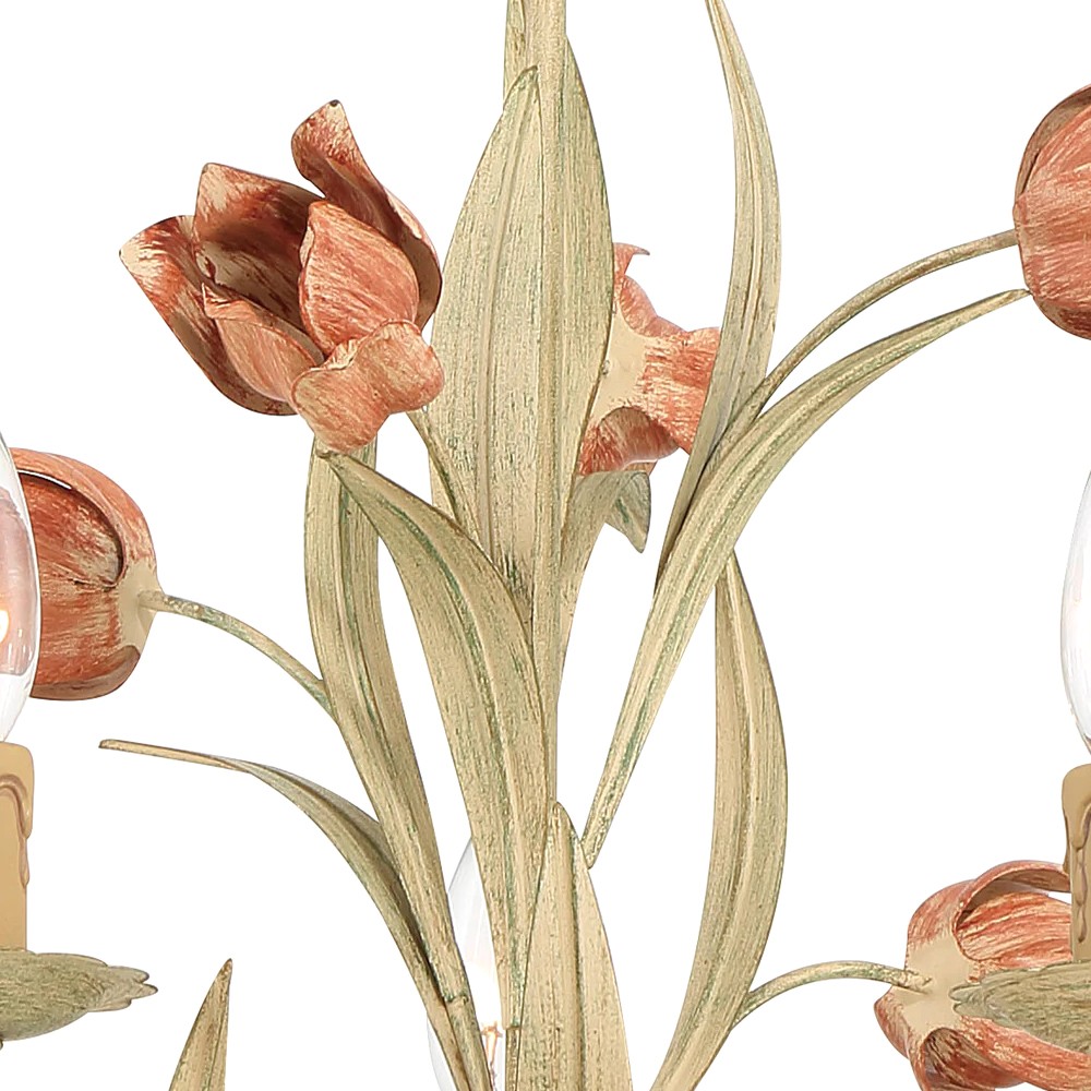 Maribel Updated Traditional Sage Rose Floral Chandelier|