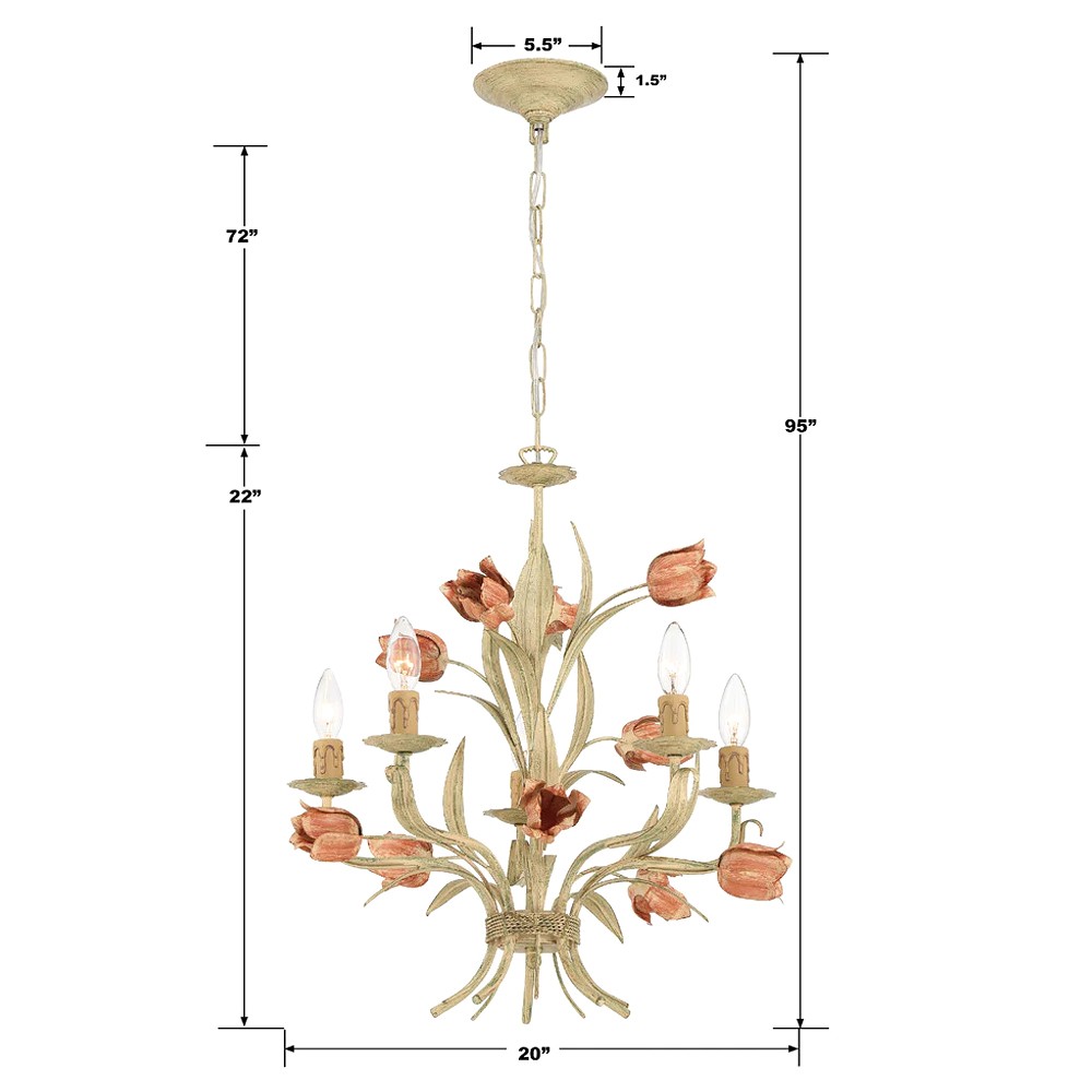 Maribel Updated Traditional Sage Rose Floral Chandelier|