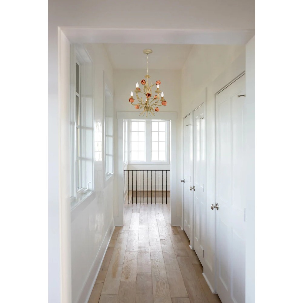 Maribel Updated Traditional Sage Rose Floral Chandelier|