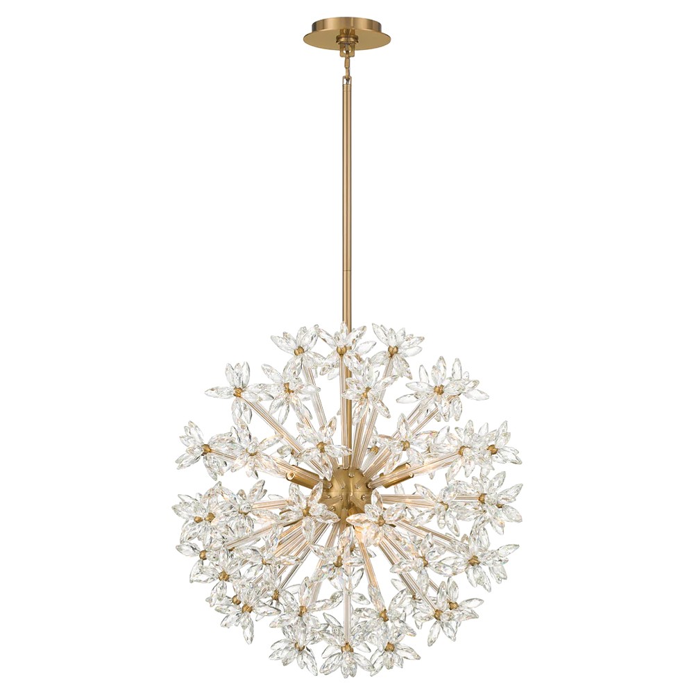 Adalia Modern Classic Aged Brass Crystal 6 Light Chandelier|