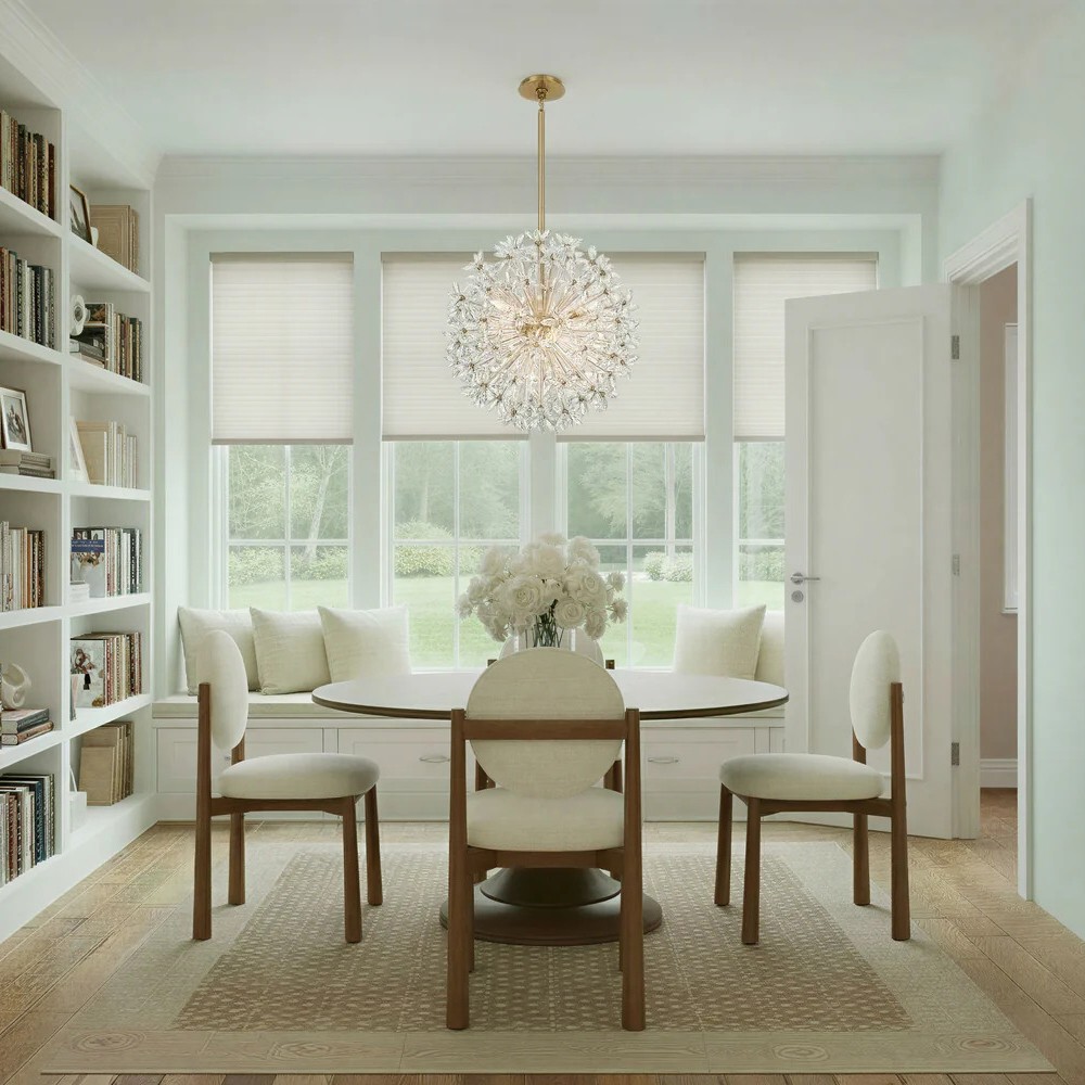 Adalia Modern Classic Aged Brass Crystal 6 Light Chandelier|