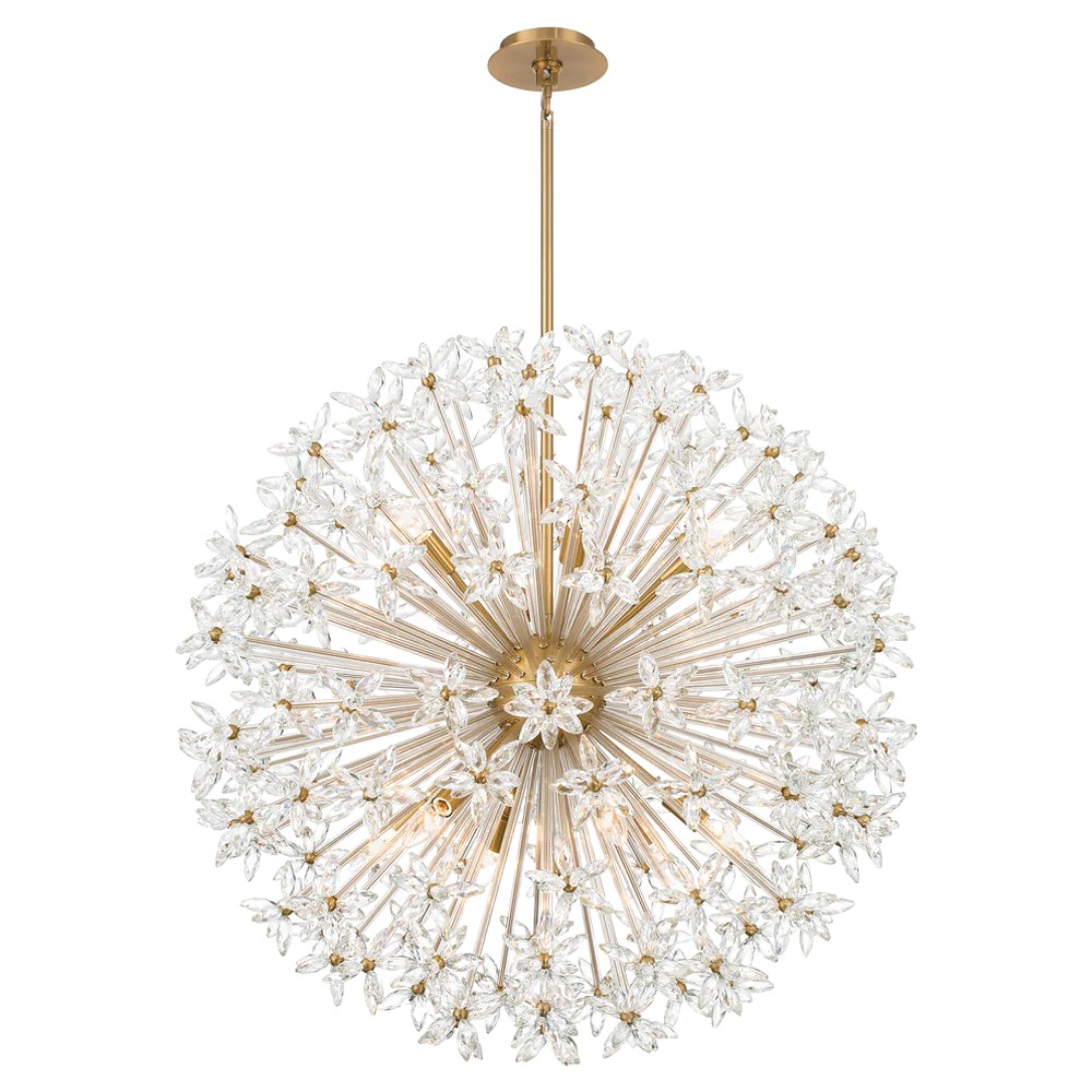 Adalia Modern Classic Aged Brass Crystal 12 Light Chandelier|