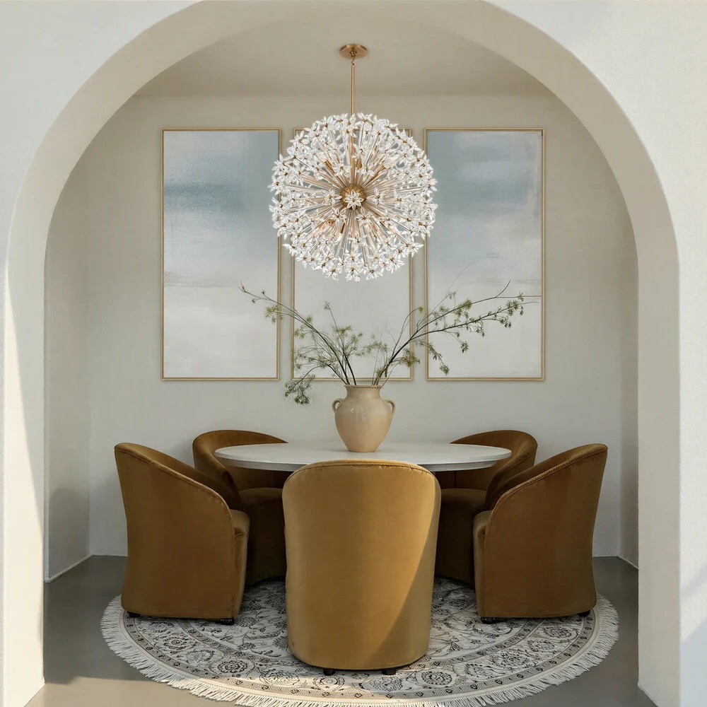 Adalia Modern Classic Aged Brass Crystal 12 Light Chandelier|