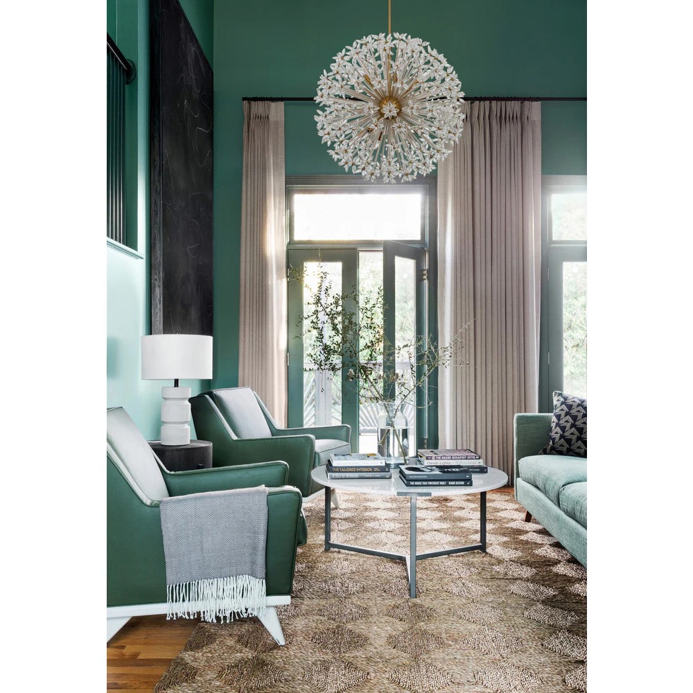 Adalia Modern Classic Aged Brass Crystal 12 Light Chandelier|