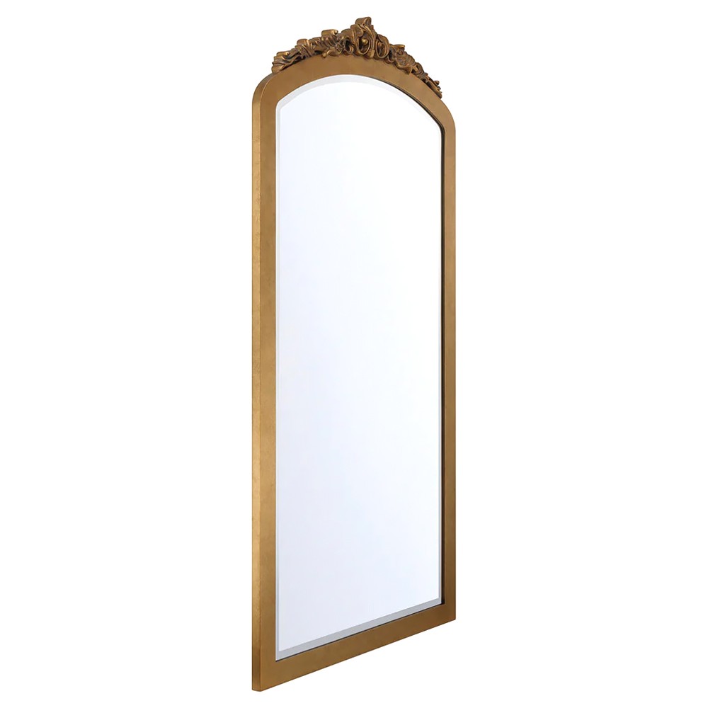 Ardelle Traditional Burnished Brass Arched Floor Mirror|