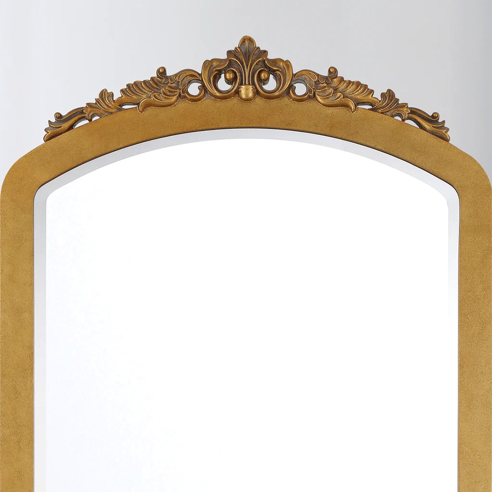 Ardelle Traditional Burnished Brass Arched Floor Mirror|