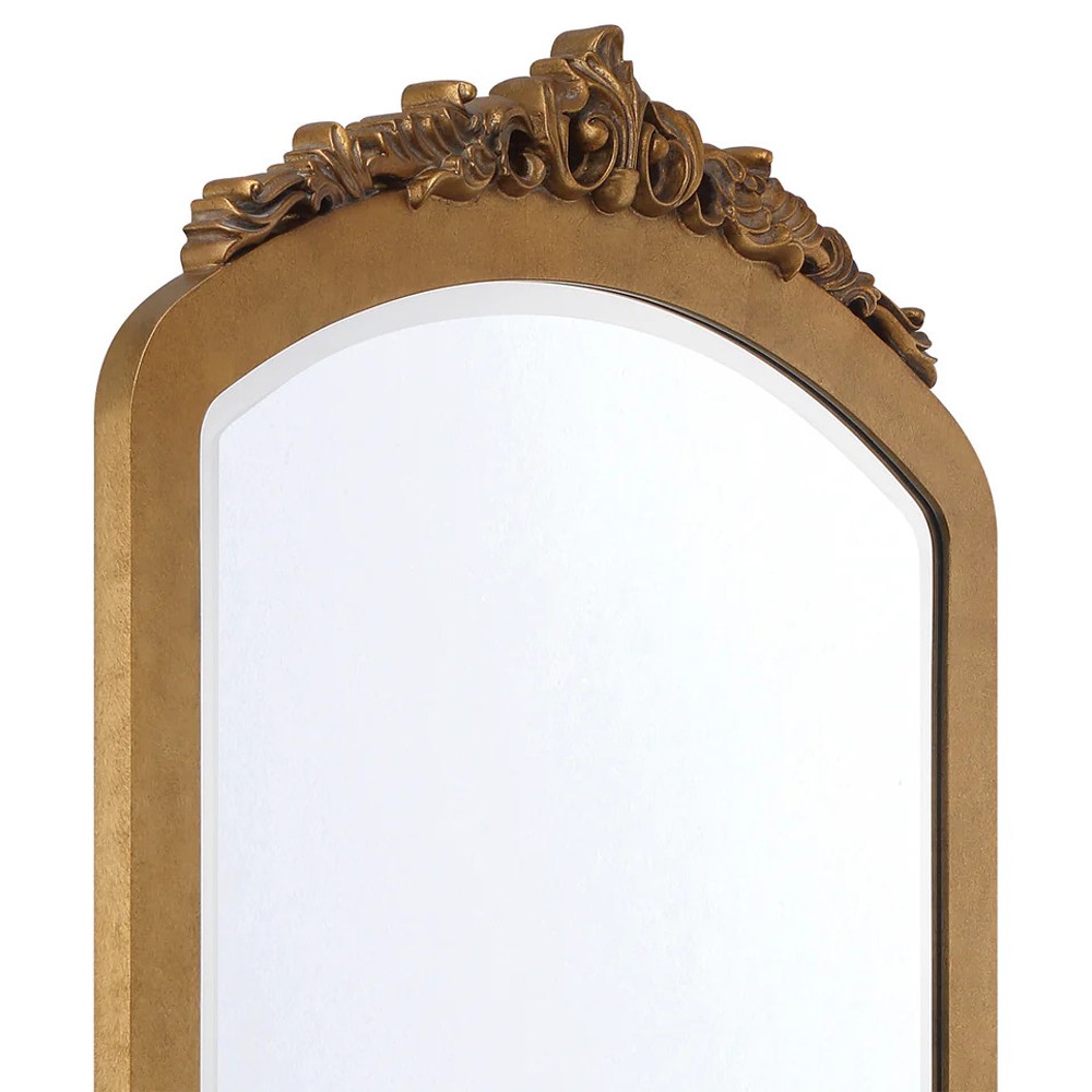 Ardelle Traditional Burnished Brass Arched Floor Mirror|