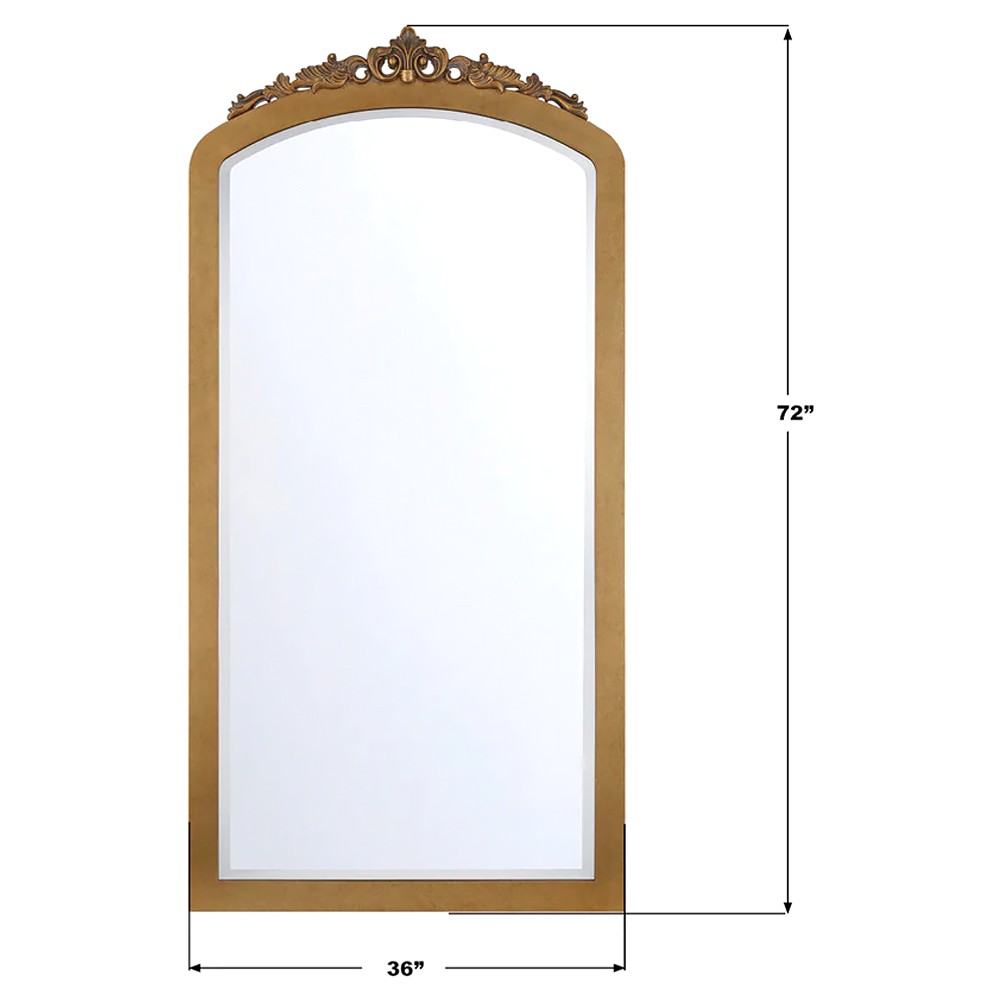 Ardelle Traditional Burnished Brass Arched Floor Mirror|