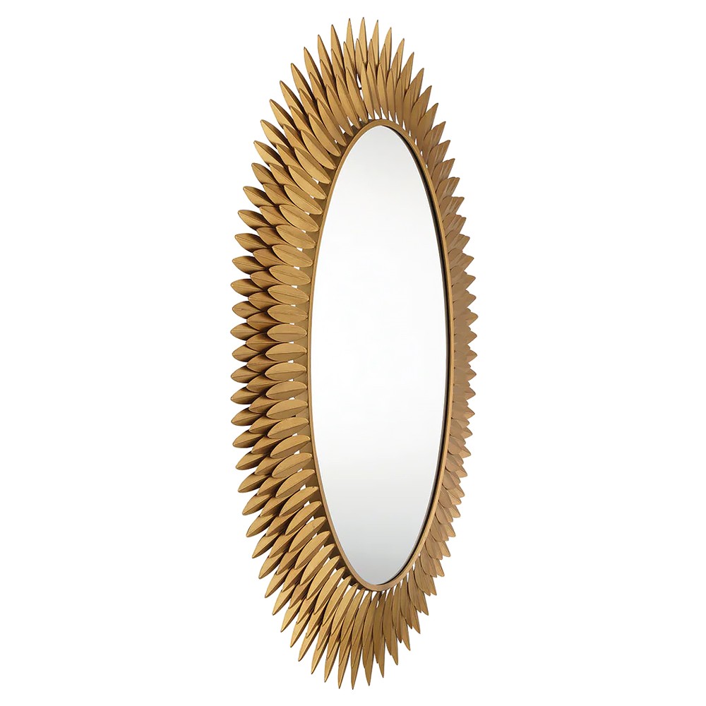 Liora Traditional Antique Gold Sunburst Oval LED Wall Mirror|