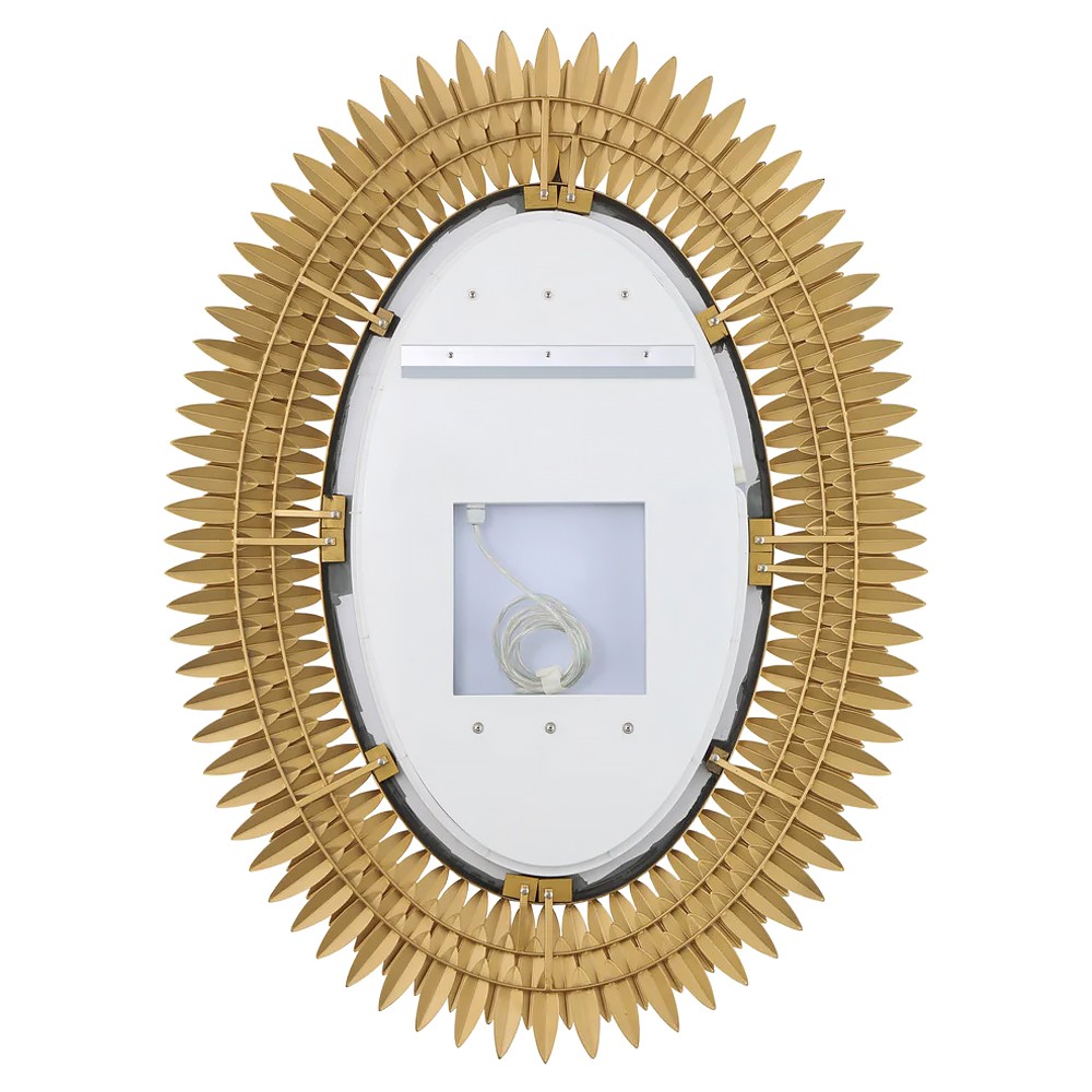 Liora Traditional Antique Gold Sunburst Oval LED Wall Mirror|