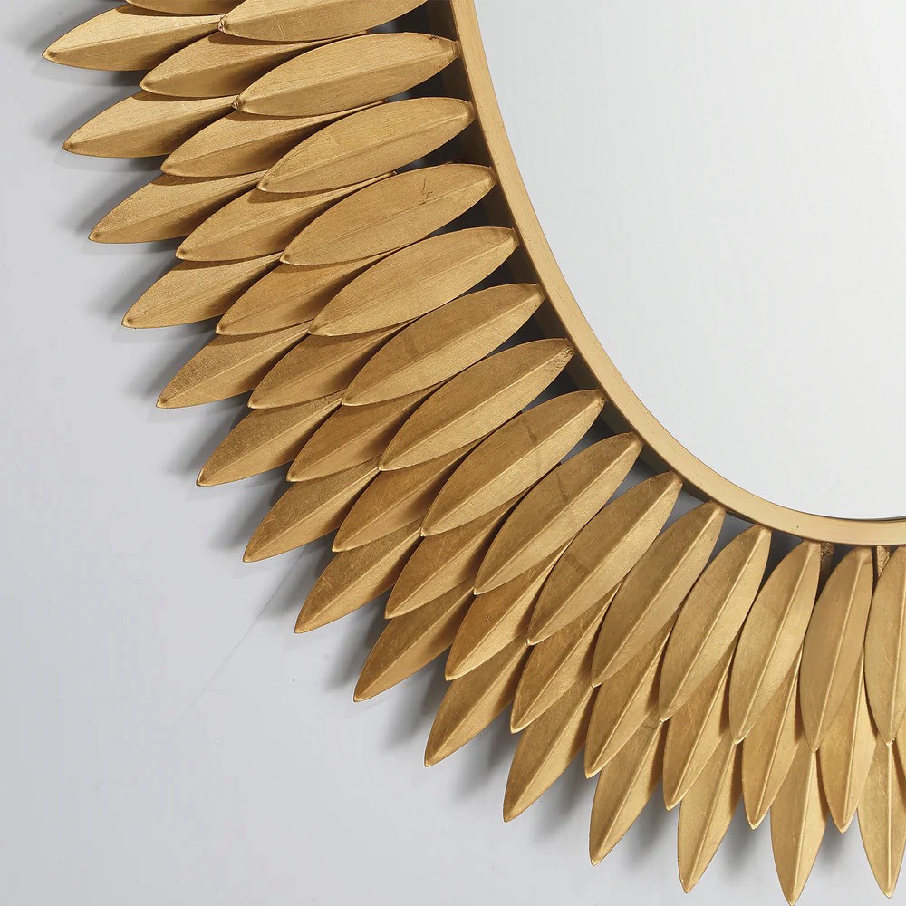 Liora Traditional Antique Gold Sunburst Oval LED Wall Mirror|