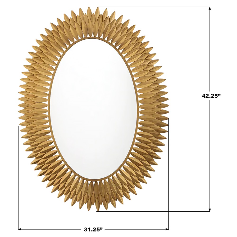 Liora Traditional Antique Gold Sunburst Oval LED Wall Mirror|