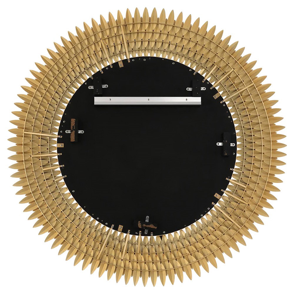 Liora Traditional Antique Gold Sunburst Round Wall Mirror|