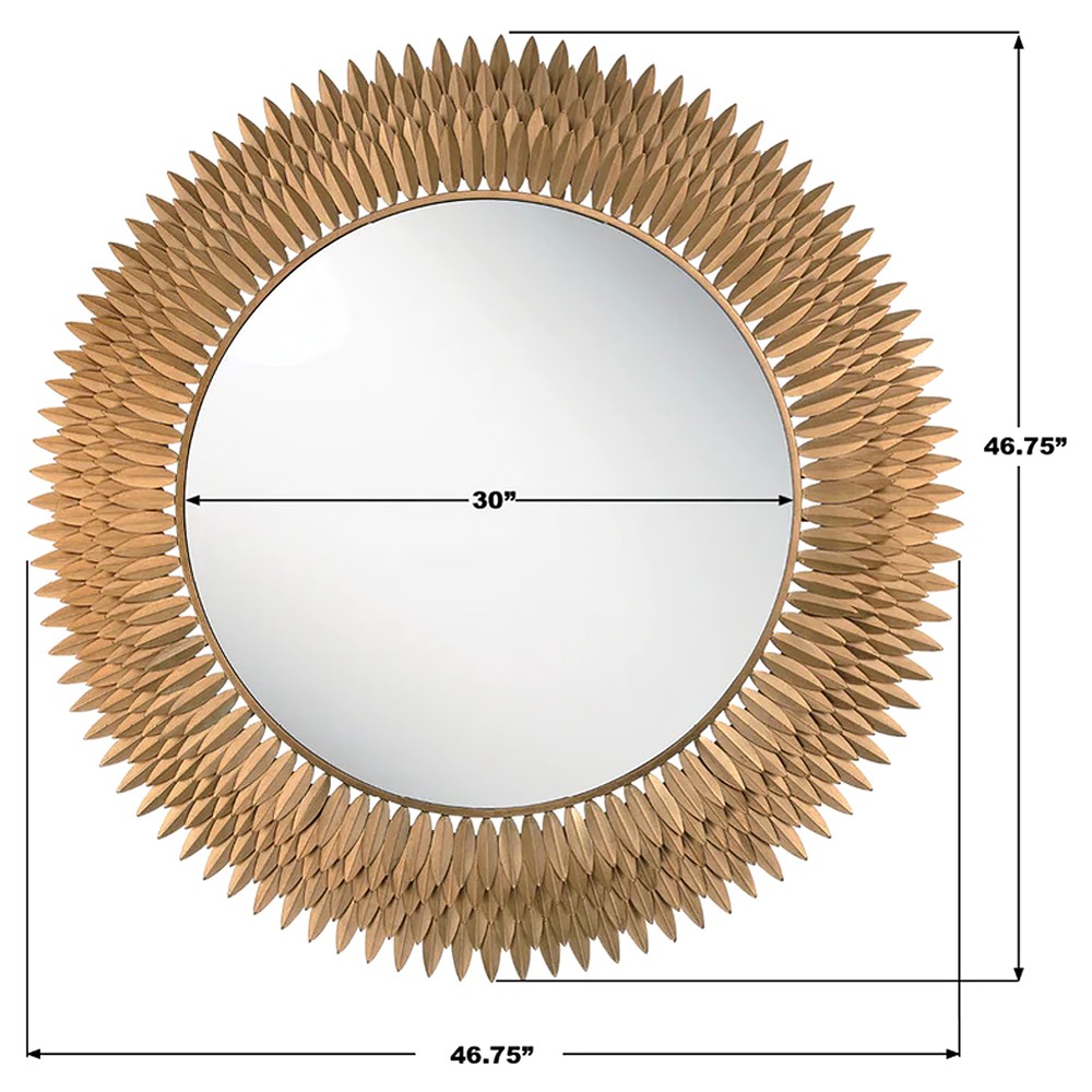 Liora Traditional Antique Gold Sunburst Round Wall Mirror|
