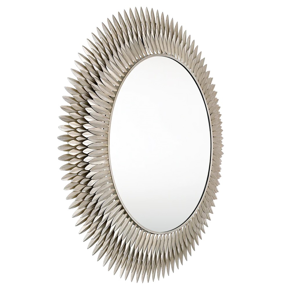 Liora Traditional Antique Silver Sunburst Round Wall Mirror|