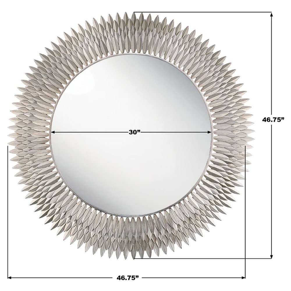 Liora Traditional Antique Silver Sunburst Round Wall Mirror|
