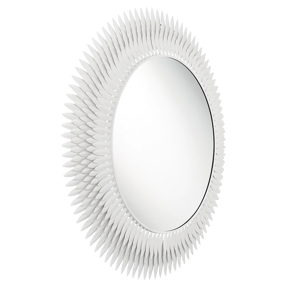 Liora Traditional Matte White Sunburst Round Wall Mirror|