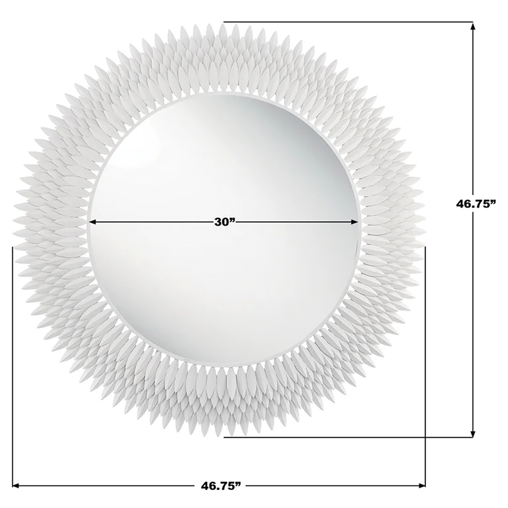 Liora Traditional Matte White Sunburst Round Wall Mirror|