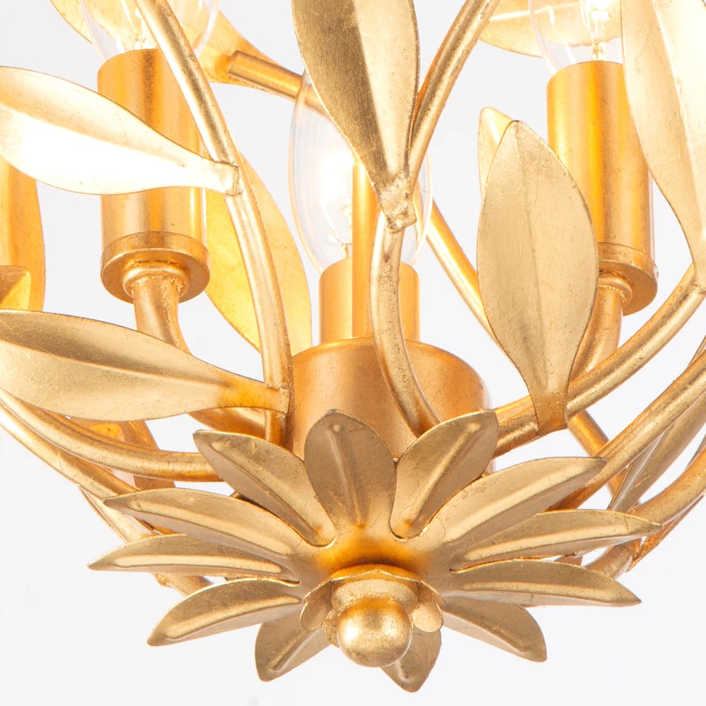 Liora Updated Traditional Antique Gold Leaf Light Semi Flush Mount|