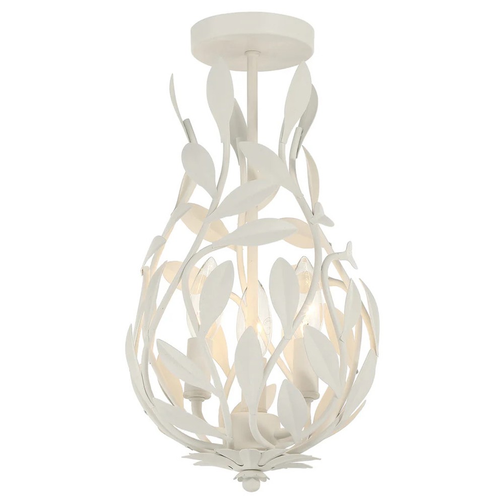 Liora Updated Traditional Matte White Leaf Light Semi Flush Mount|