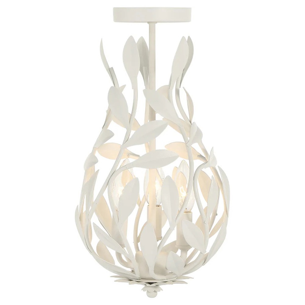 Liora Updated Traditional Matte White Leaf Light Semi Flush Mount|