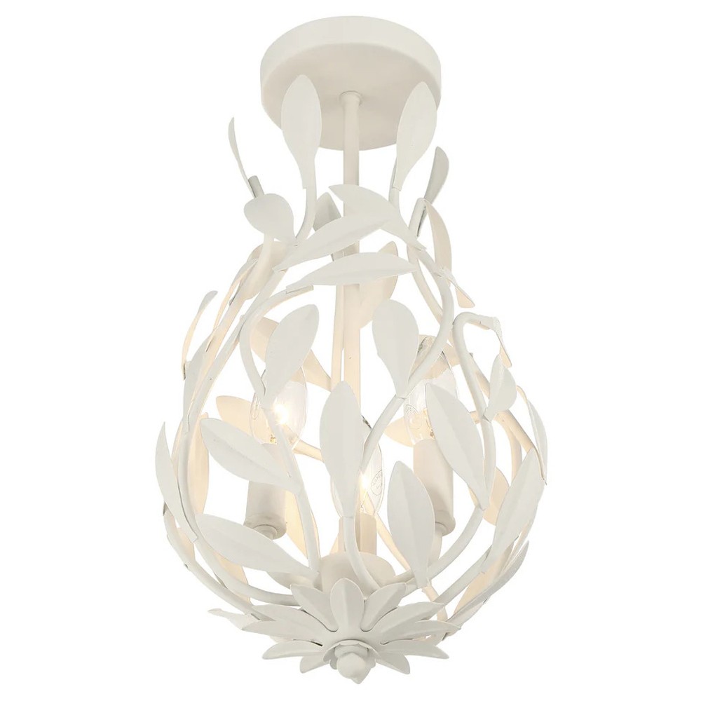Liora Updated Traditional Matte White Leaf Light Semi Flush Mount|