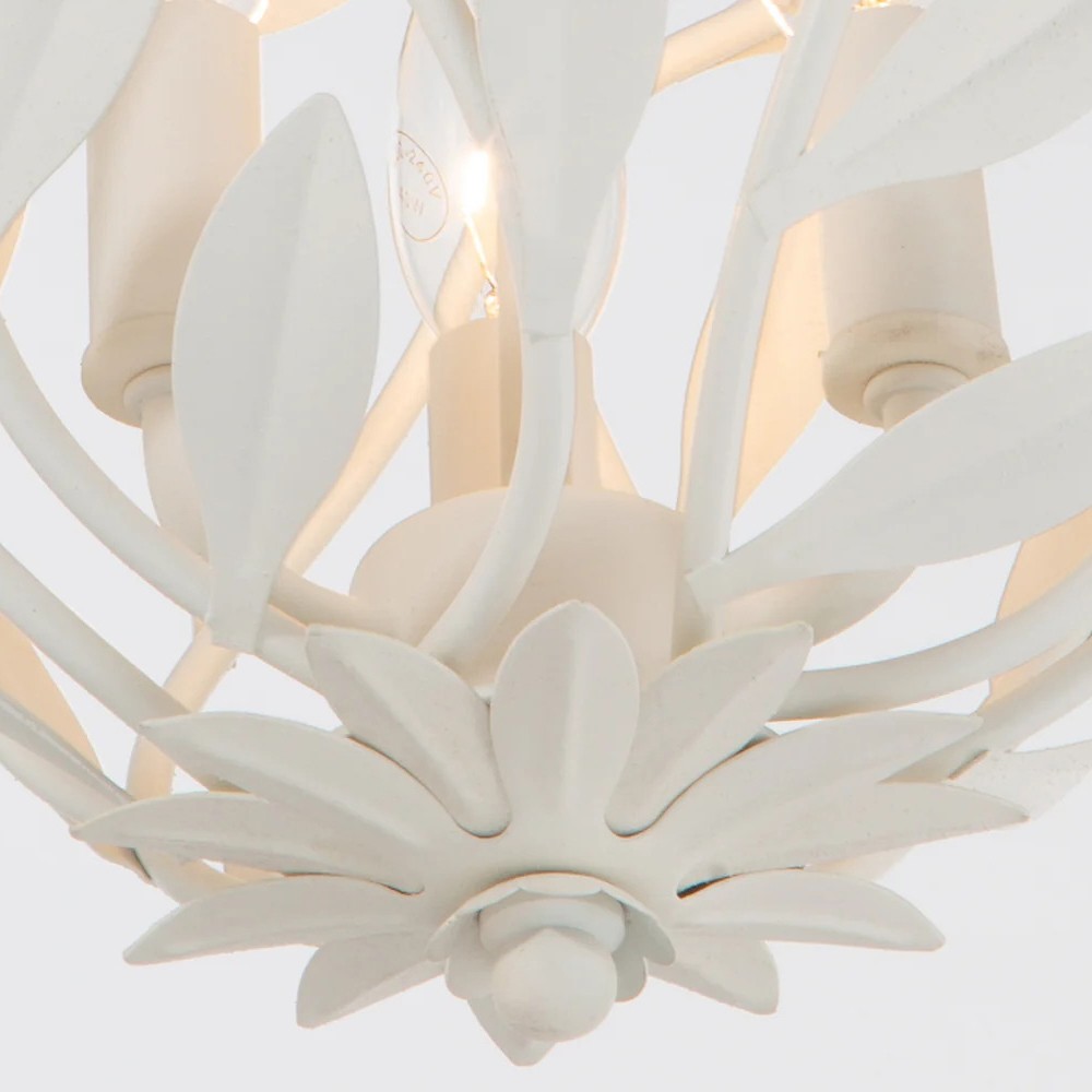 Liora Updated Traditional Matte White Leaf Light Semi Flush Mount|