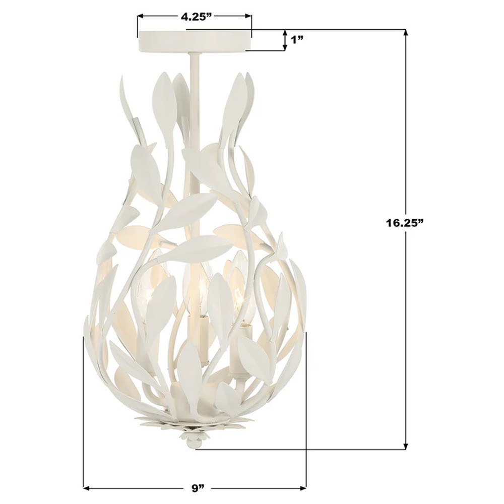 Liora Updated Traditional Matte White Leaf Light Semi Flush Mount|