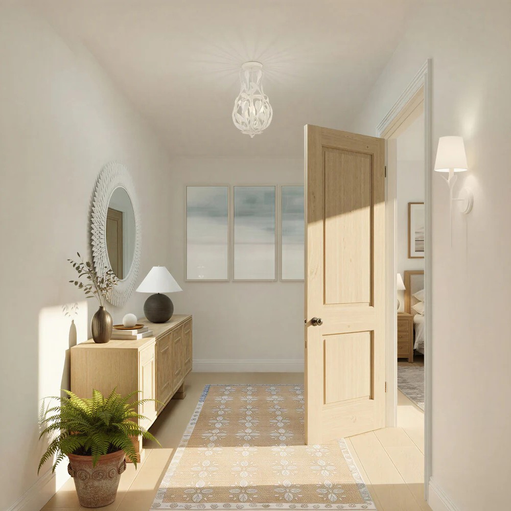 Liora Updated Traditional Matte White Leaf Light Semi Flush Mount|