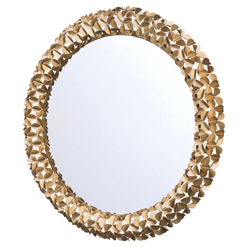 Codara Updated Traditional Gold Leaf Round Wall Mirror|