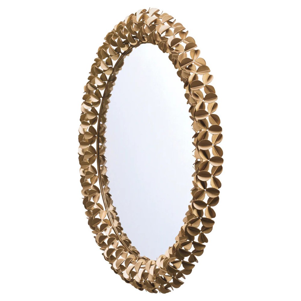 Codara Updated Traditional Gold Leaf Round Wall Mirror|