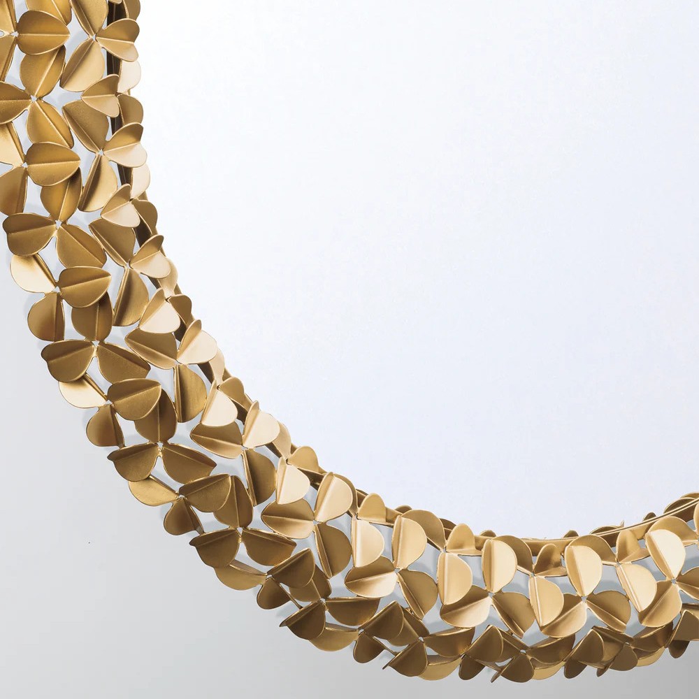 Codara Updated Traditional Gold Leaf Round Wall Mirror|