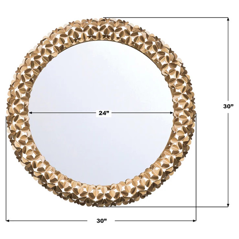 Codara Updated Traditional Gold Leaf Round Wall Mirror|