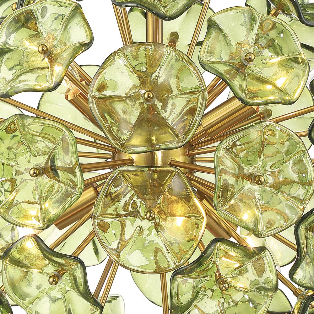 Esmara Traditional Green Glass 6 Light Globe Chandelier|
