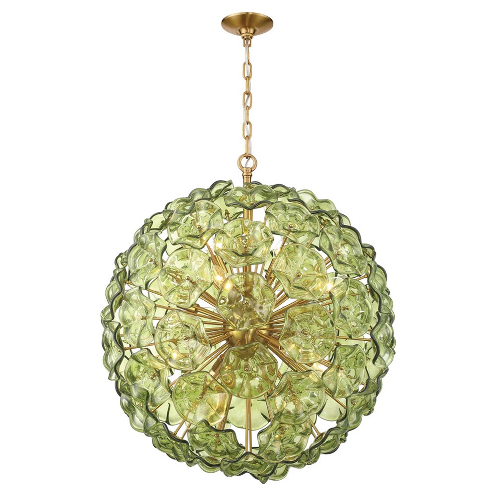 Esmara Traditional Green Glass 12 Light Globe Chandelier|