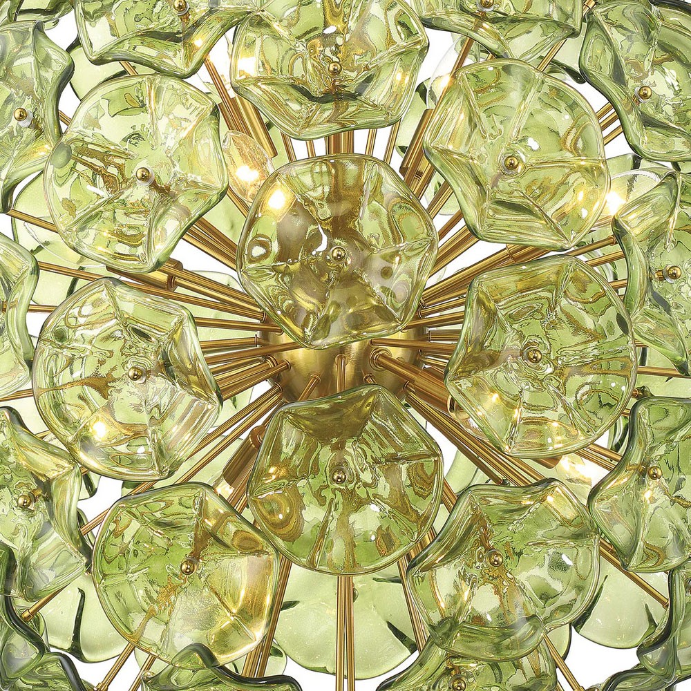 Esmara Traditional Green Glass 12 Light Globe Chandelier|