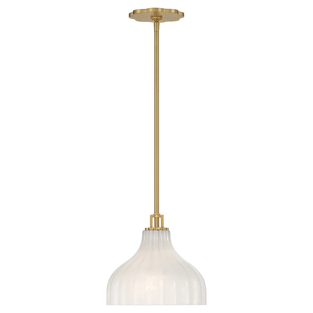 Leland Updated Traditional Fluted White Glass Pendant - 10"|