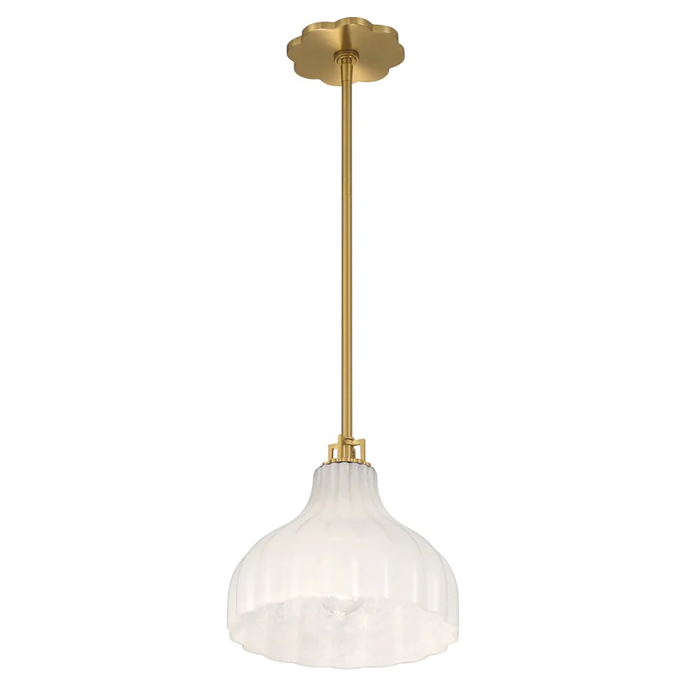 Leland Updated Traditional Fluted White Glass Pendant - 10"|