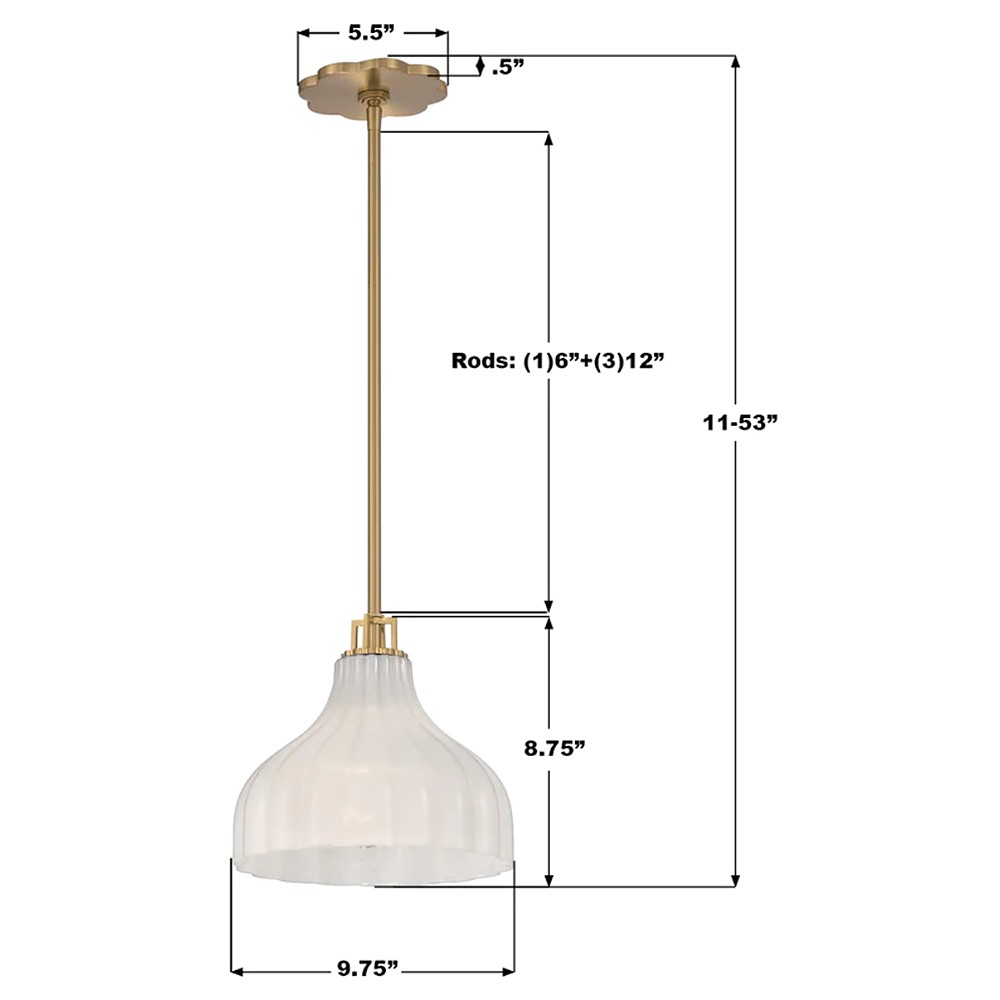 Leland Updated Traditional Fluted White Glass Pendant - 10"|