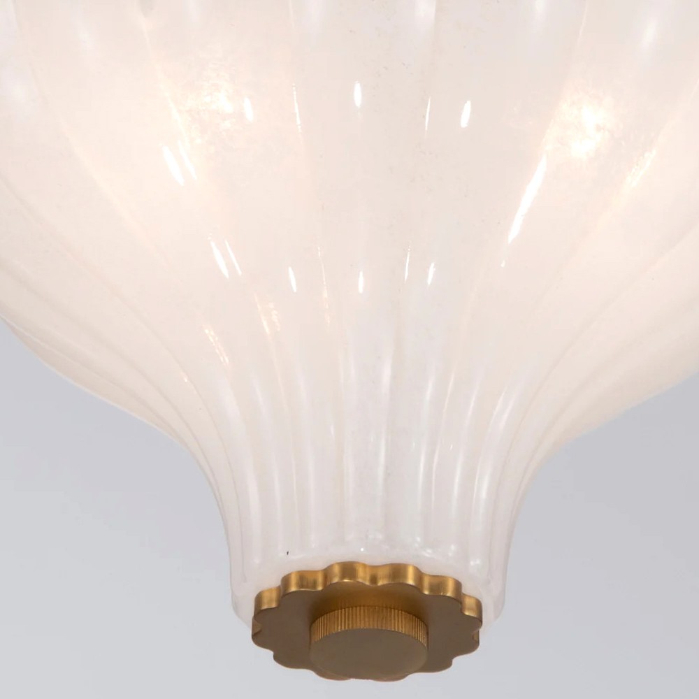 Leland Updated Traditional Fluted White Glass Semi Flush Mount|