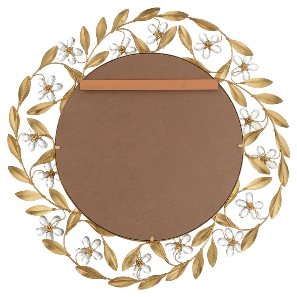 Marielle Traditional Gold Hand-Cut Crystal Floral Wall Mirror|