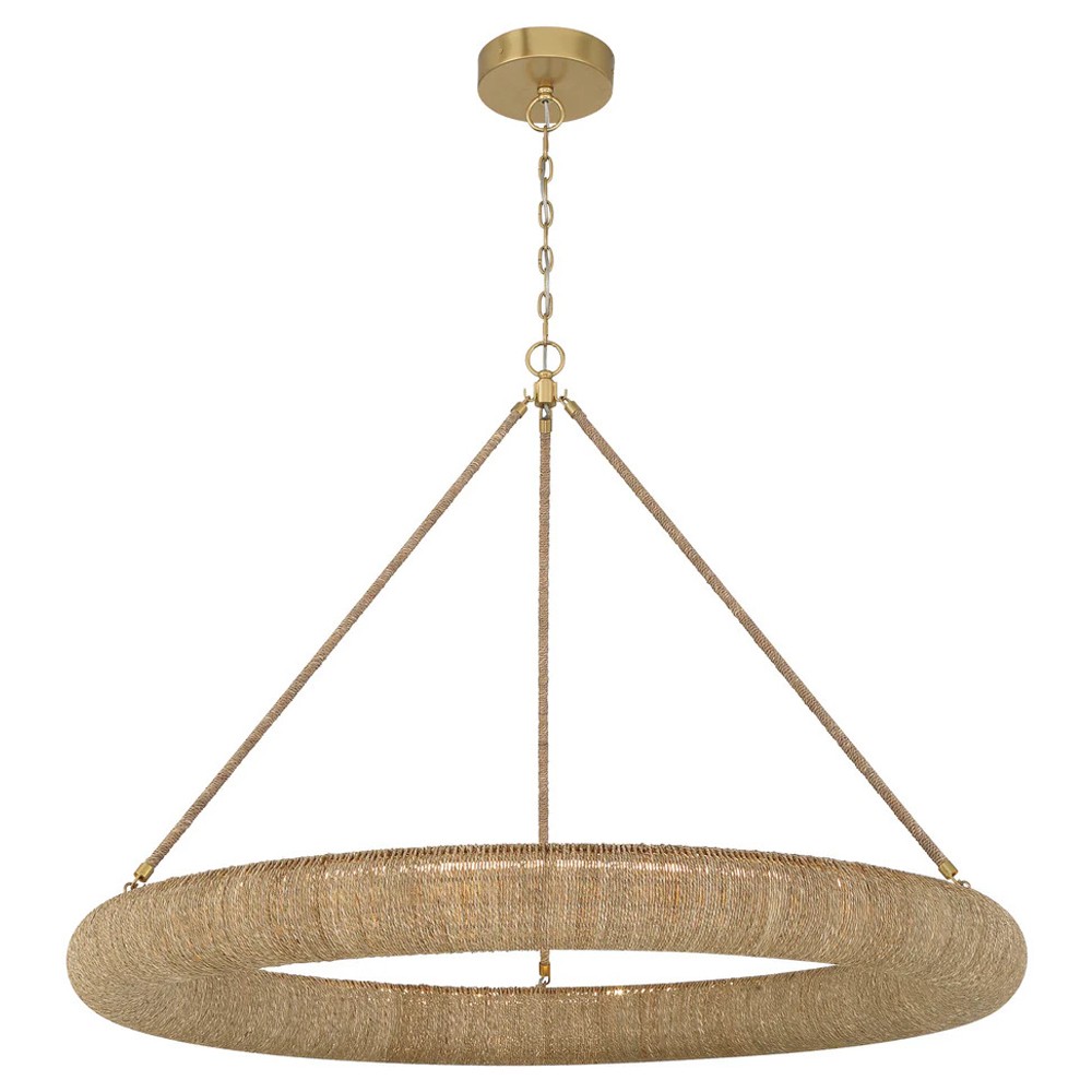 Harlowe Coastal Natural Woven Lake Grass Ring Chandelier|