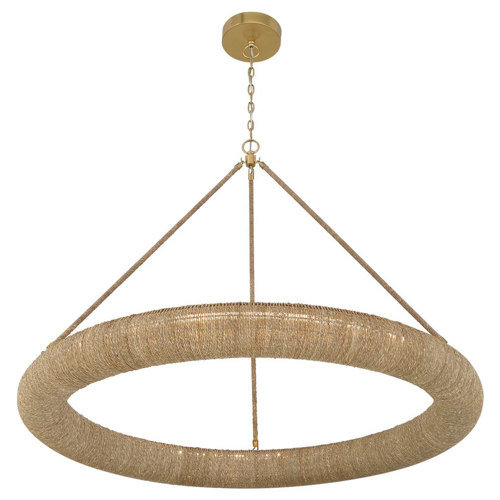 Harlowe Coastal Natural Woven Lake Grass Ring Chandelier|