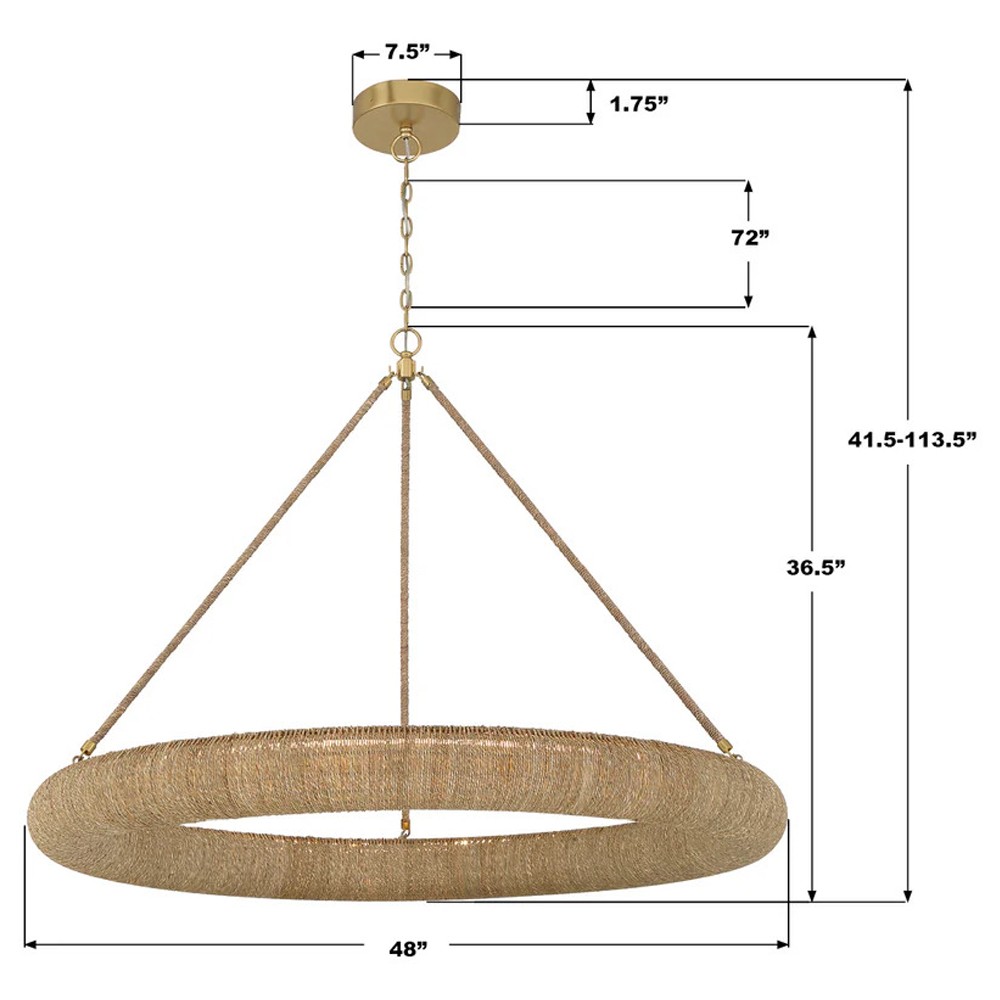 Harlowe Coastal Natural Woven Lake Grass Ring Chandelier|