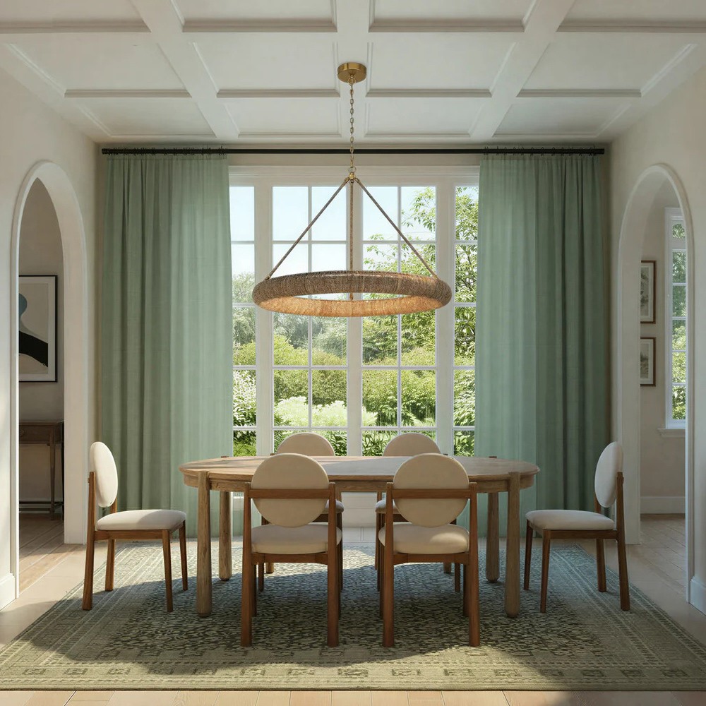 Harlowe Coastal Natural Woven Lake Grass Ring Chandelier|