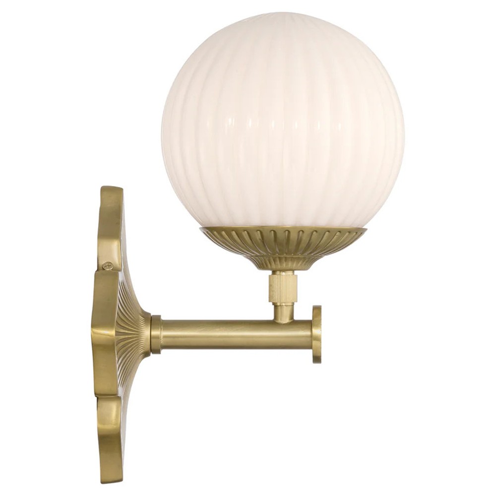 Arden Traditional Aged Brass White Ribbed Glass 1 Light Sconce|